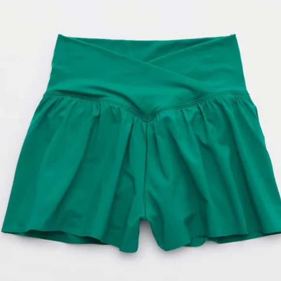 Aerie Offline Real Me Crossover Flowy Shorts Sz S Green Envy discontinued color! - Picture 5 of 6